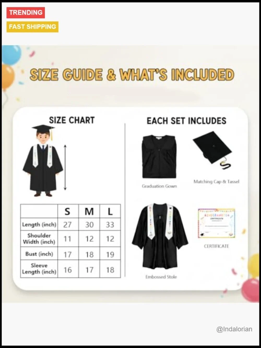Polyester Fabric Graduation Cap and Gown Set with 2026 Tassel